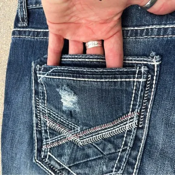 BKE Ryan 36S Distressed Dark Wash Straight Leg Jeans